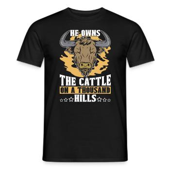 Cattle Farming He Owns The Cattle On Farm Animals - Men's T-Shirt - black - Front - AI Model Male 178 light (178cm)
