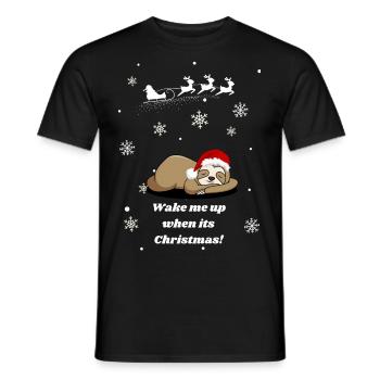 Wake me up when its Christmas! Faultier - Männer T-Shirt - Schwarz - Vorne - AI Model Male 178 light (178cm)