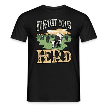 Cattle Farming Support Your Herd Livestock Farmer - Men's T-Shirt - black - Front - AI Model Male 178 light (178cm)
