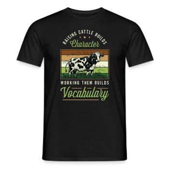 Cattle Farming Raising Cattle Builds Dairy Farmer - Men's T-Shirt - black - Front - AI Model Male 178 light (178cm)