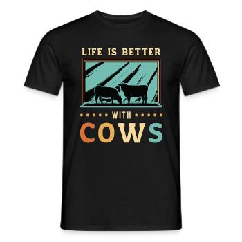 Cattle Farming Life Is Better With Cows Livestock - Men's T-Shirt - black - Front - AI Model Male 178 light (178cm)