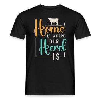 La maison d’élevage de bétail est l’endroit où notre troupeau est fermier - T-shirt homme - noir - Devant - AI Model Male 178 light (178cm)