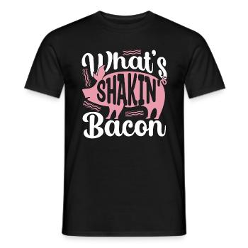 Pig Farming What's Shakin' Bacon Farm Products - Men's T-Shirt - black - Front - AI Model Male 178 light (178cm)