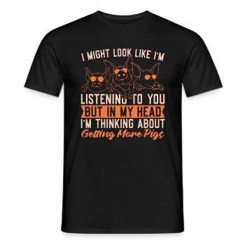 Pig Farming I Might Look Like I'm Listening Farmer - Men's T-Shirt - black - Front - AI Model Male 178 light (178cm)
