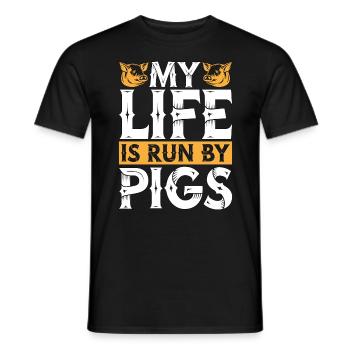 Pig Farming My Life Is Run By Pigs Farm Animals - Men's T-Shirt - black - Front - AI Model Male 178 light (178cm)