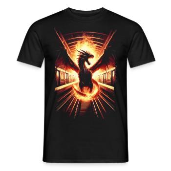 Fire dragon in subway - Men's T-Shirt - black - Front - AI Model Male 178 light (178cm)