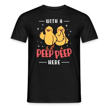 Poultry Farmer With A Peep Peep Here Chicken Lover - Men's T-Shirt - black - Front - AI Model Male 178 light (178cm)