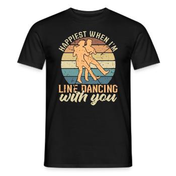 Danse en ligne Le plus heureux quand je suis en ligne Musique country - T-shirt homme - noir - Devant - AI Model Male 178 light (178cm)