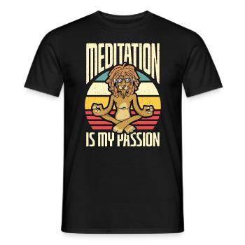 La méditation est ma passion Exercice Yoga Lion Lover - T-shirt homme - noir - Devant - AI Model Male 178 light (178cm)