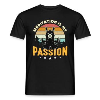 Meditation Is My Passion Loves Yoga Llama Lover - Männer T-Shirt - Schwarz - Vorne - AI Model Male 178 light (178cm)