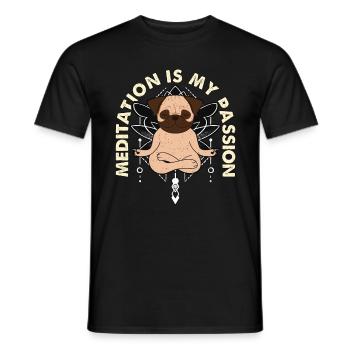 Meditation Is My Passion Loves Meditate Pug Lover - Men's T-Shirt - black - Front - AI Model Male 178 light (178cm)