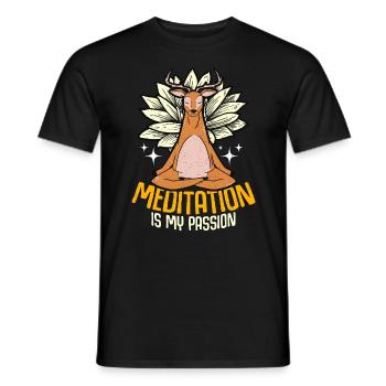 Meditation Is My Passion Yoga Meditate Deer Lover - Men's T-Shirt - black - Front - AI Model Male 178 light (178cm)