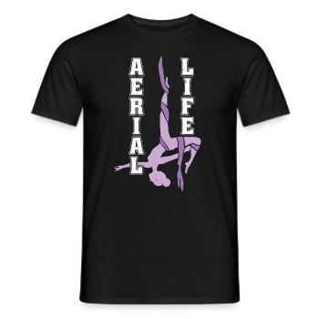 La vie aérienne aime les acrobates aériens en soie - T-shirt homme - noir - Devant - AI Model Male 178 light (178cm)