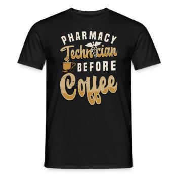 Pharmacy Technician Before Medication Coffee Lover - Men's T-Shirt - black - Front - AI Model Male 178 light (178cm)