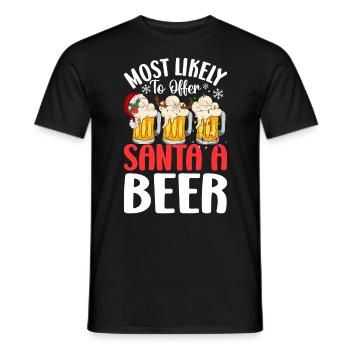Le plus susceptible d’offrir au Père Noël une bière amusante à boire - T-shirt homme - noir - Devant - AI Model Male 178 light (178cm)