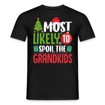Le plus susceptible de gâter les petits-enfants drôle - T-shirt homme - noir - Devant - AI Model Male 178 light (178cm)