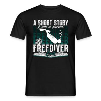 Plongée en apnée Une petite histoire Je suis un fier plongeur en apnée - T-shirt homme - noir - Devant - AI Model Male 178 light (178cm)