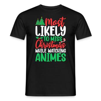 Lustige Weihnachten Anime Otaku Weihnachtsfamilie - Männer T-Shirt - Schwarz - Vorne - AI Model Male 178 light (178cm)