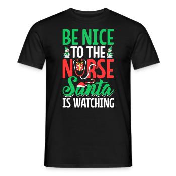 Soyez gentil avec l’infirmière Le Père Noël regarde Noël drôle - T-shirt homme - noir - Devant - AI Model Male 178 light (178cm)