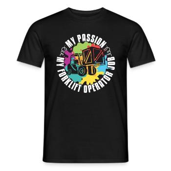 Cariste Ma passion Mon magasinier - T-shirt homme - noir - Devant - AI Model Male 178 light (178cm)