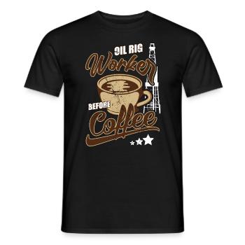 Travailleur de la plate-forme pétrolière avant le forage pétrolier amateur de café - T-shirt homme - noir - Devant - AI Model Male 178 light (178cm)