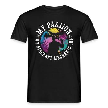 Mécanicien d’avion Ma passion Mon mécanicien d’avion - T-shirt homme - noir - Devant - AI Model Male 178 light (178cm)