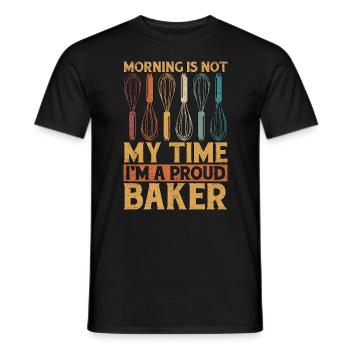 Baker Morning n’est pas mon heure, je suis un fier pâtissier - T-shirt homme - noir - Devant - AI Model Male 178 light (178cm)