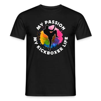 Kickboxer My Passion My Kickboxer Life Thai Boxing - Männer T-Shirt - Schwarz - Vorne - AI Model Male 178 light (178cm)