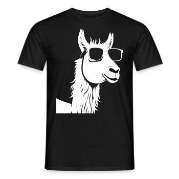 Lustiges Lama mit Sonnenbrille Coole Lamas - Männer T-Shirt - Schwarz - Vorne - AI Model Male 178 light (178cm)