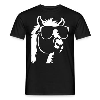 Lustiges Lama mit Sonnenbrille Coole Lamas - Männer T-Shirt - Schwarz - Vorne - AI Model Male 178 light (178cm)