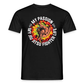Jiu Jitsu Fighter Ma Passion Mes Arts Martiaux Mixtes - T-shirt homme - noir - Devant - AI Model Male 178 light (178cm)