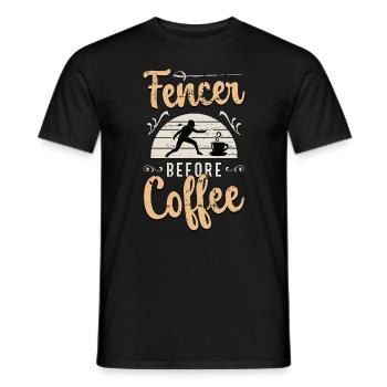 Fencer Before Coffee Sword Fighter Coffee Lover - Men's T-Shirt - black - Front - AI Model Male 178 light (178cm)