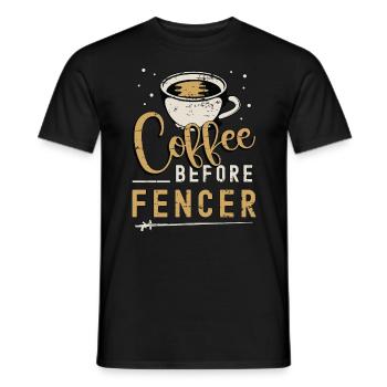 Fencer Coffee Before Fencer Longsword Coffee Lover - Men's T-Shirt - black - Front - AI Model Male 178 light (178cm)