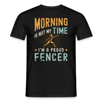 Le matin de l’escrimeur n’est pas mon heure, je suis un combattant à l’épée - T-shirt homme - noir - Devant - AI Model Male 178 light (178cm)