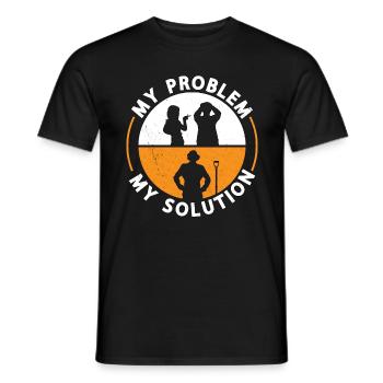 Archéologue Mon problème Ma solution Pictogramme Papa - T-shirt homme - noir - Devant - AI Model Male 178 light (178cm)