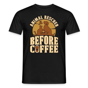 Animal Rescuer Before Animal Welfare Coffee Lover - Männer T-Shirt - Schwarz - Vorne - AI Model Male 178 light (178cm)
