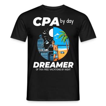 CPA Daydreams : Concilier travail et bonheur à Split - T-shirt homme - noir - Devant - AI Model Male 178 light (178cm)