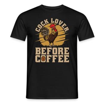 Cock Lover Before Coffee Chicken Coop Coffee Lover - Men's T-Shirt - black - Front - AI Model Male 178 light (178cm)