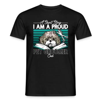 Toiletteur pour animaux de compagnie Une histoire courte Je suis un fier artiste de fourrure - T-shirt homme - noir - Devant - AI Model Male 178 light (178cm)