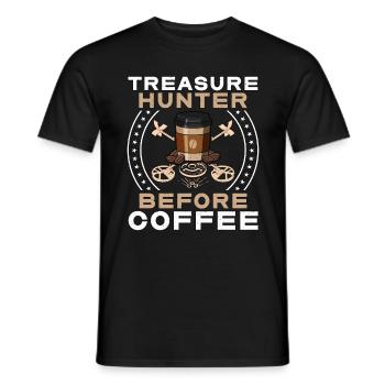 Chasseur de trésors avant l’amateur de café au détecteur de métaux - T-shirt homme - noir - Devant - AI Model Male 178 light (178cm)