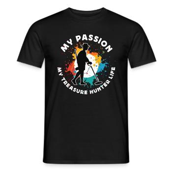 Chasseur de trésors Ma passion Mon détecteur de trésors - T-shirt homme - noir - Devant - AI Model Male 178 light (178cm)