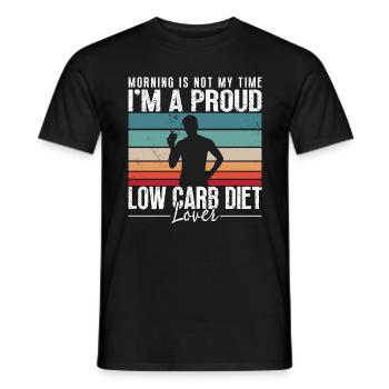 Low Carb Diet Lover Morning Is Not My Time Keto - Men's T-Shirt - black - Front - AI Model Male 178 light (178cm)
