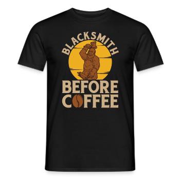 Blacksmith Before Coffee Ironworker Coffee Lover - Männer T-Shirt - Schwarz - Vorne - AI Model Male 178 light (178cm)