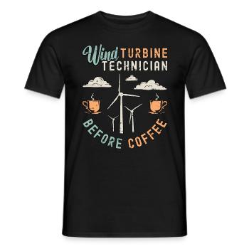 Technicien d’éoliennes avant Windmill Coffee - T-shirt homme - noir - Devant - AI Model Male 178 light (178cm)