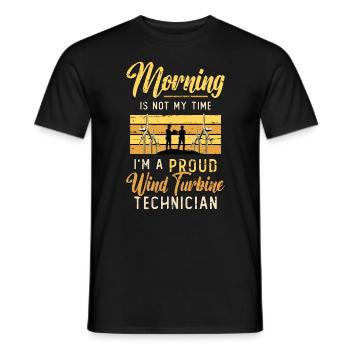Wind Turbine Tech Morning Is Not My Time Windmill - Men's T-Shirt - black - Front - AI Model Male 178 light (178cm)