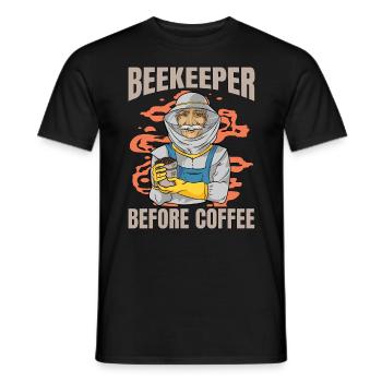 Beekeeper Before Coffee Bee Farmer Coffee Lover - Men's T-Shirt - black - Front - AI Model Male 178 light (178cm)