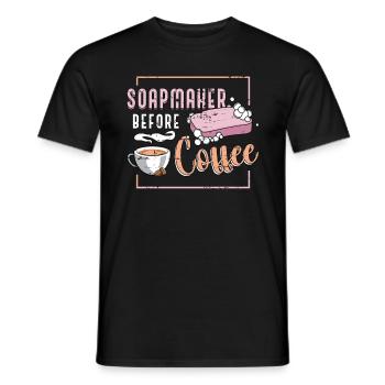 Soapmaker Before Coffee Soap Crafting Coffee Lover - Men's T-Shirt - black - Front - AI Model Male 178 light (178cm)