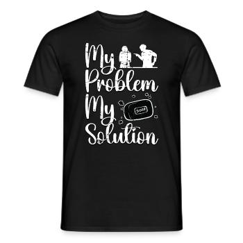 Savonnier Mon problème Ma solution Pictogramme Maman Papa - T-shirt homme - noir - Devant - AI Model Male 178 light (178cm)