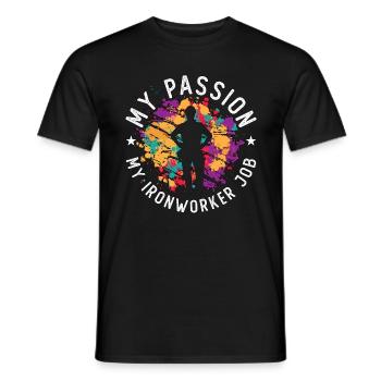 Monteur de charpentes métalliques Ma passion Mon métier de ferronnier d’acier Métallurgie - T-shirt homme - noir - Devant - AI Model Male 178 light (178cm)