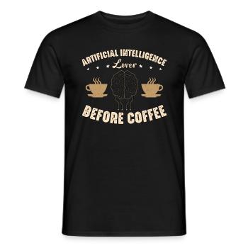 Artificial Intelligence Lover Before Robots Coffee - Men's T-Shirt - black - Front - AI Model Male 178 light (178cm)